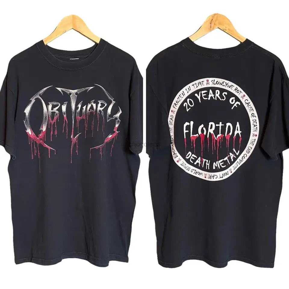 Vintage nekrolog 20. florida Death Metal Band Tee Men T košeľa