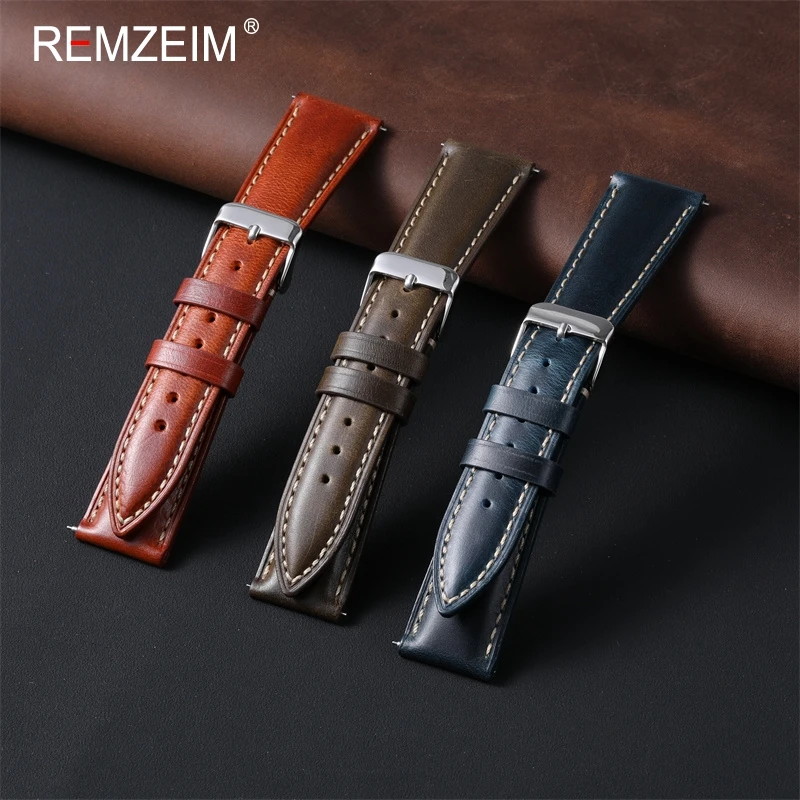 Vintage olejový vosk z koženého hodinky 18 mm 19 mm 20 mm 21 mm 22 mm rýchle uvoľnenie Univerzálne cowhide Watchband Accessories Pin pracka