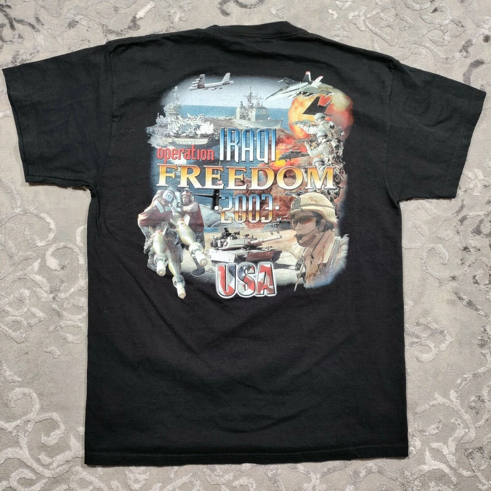 Vintage operácia iracká košeľa slobody USA Vojenské chrbty tlačené pánske krátke rukávy 100% bavlnené príležitostné tričká Loose Top Veľkosť