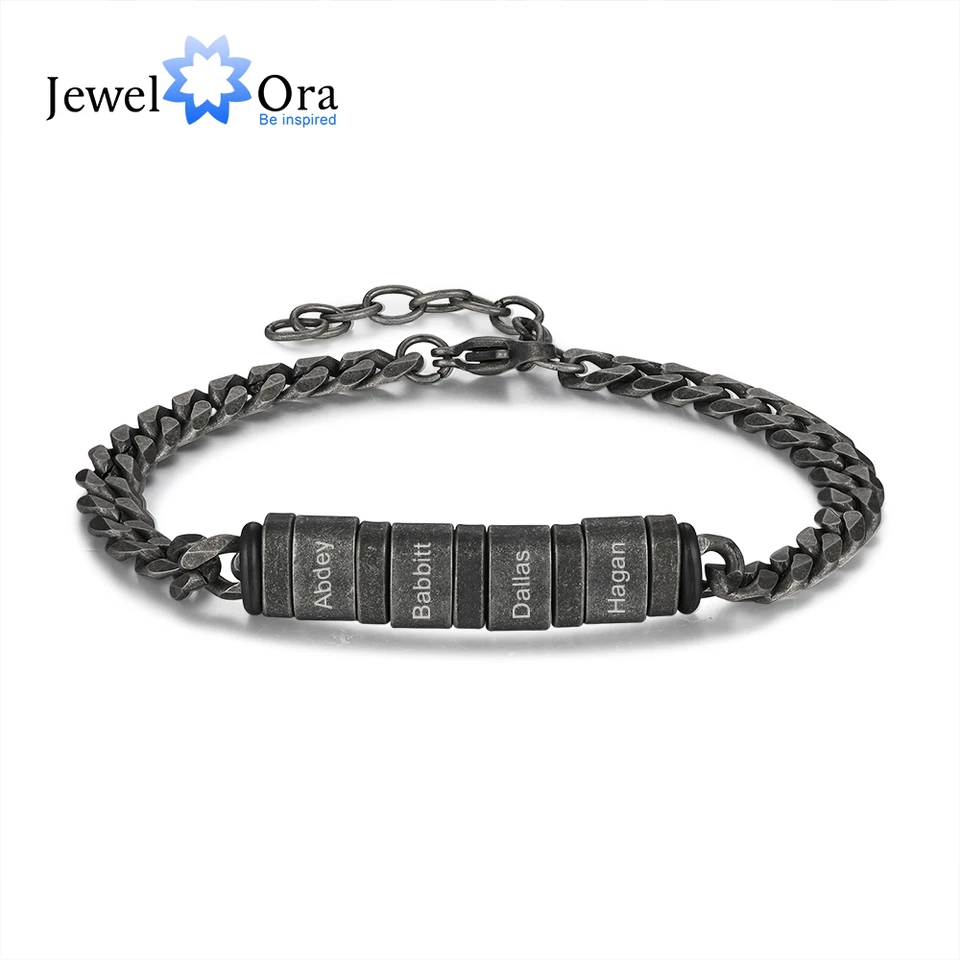 Vintage personalizované gravírovacie meno Náramky pre mužov Link Link Link Bracelet Tathes Day Darček pre otca