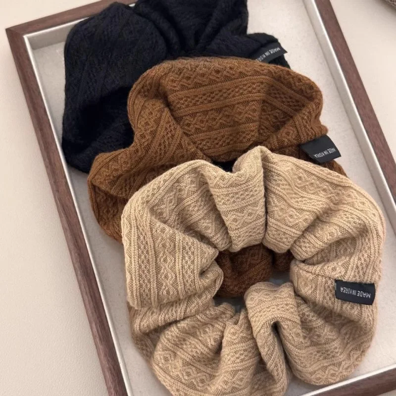Vintage pletací vzor veľké črevo scrunchie pre ženy sladké vlasy vlasy vlasy kravata gumová kapela módne vlasové doplnky