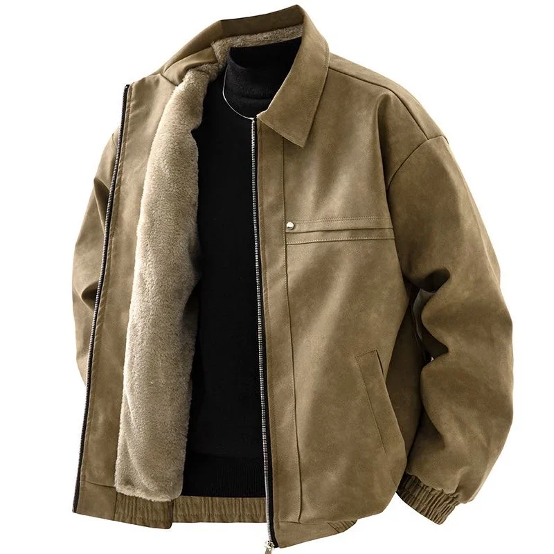 Vintage plus zamat Pu kožená bunda Men Príležitostný sako pánske pánske kožené kožené bunda Streetwear Man Outerwear kožené bundy