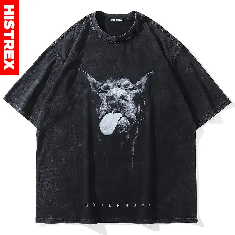 Vintage Poberman T Trother Men, Harajuku Hip Hop Streetwear, 100% bavlnené zviera hrubé husto