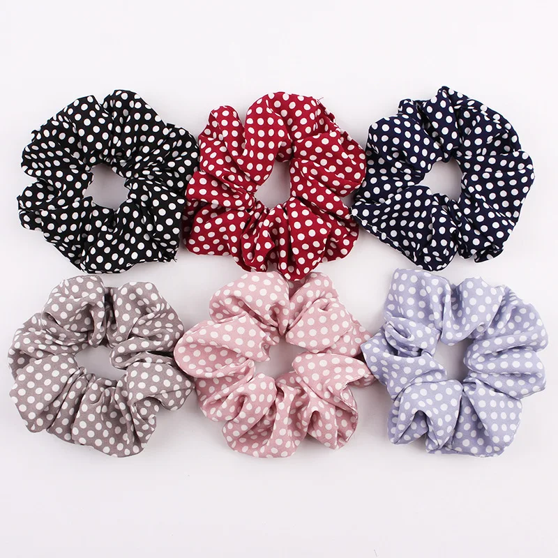 Vintage pruhovaný puntíka dot vlasy scrunchies elastické vlasové pásy módne čelenka Vlasové doplnky pre ženy