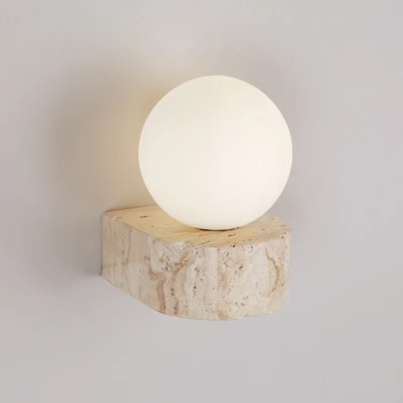 Vintage prírodný kameň umelecká dekorácia nástenná lampa Interiér sklenená lampa LED svetlo s reťazou reťazová spálňa dekora