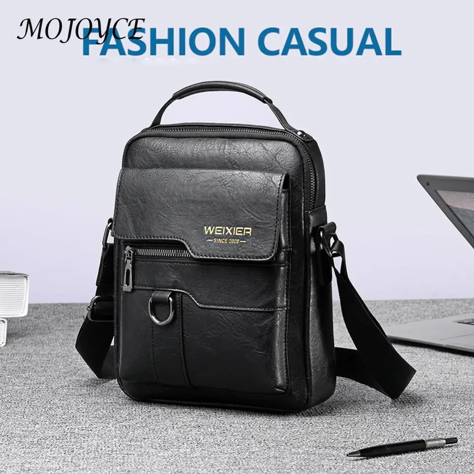 Vintage PU Crossbody Bags Pánske kožené kožené mobilné telefónne puzdro s viac vreckový