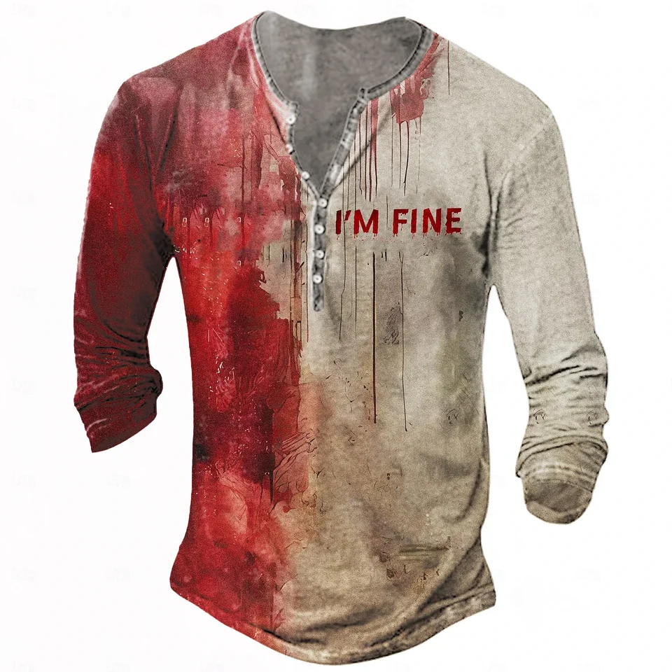 Vintage pánske tričko s dlhým rukávom Top Street Tees Funny Grafické 3D tlačené tričko Fall Nadmerné voľné oblečenie Gomety Tričká