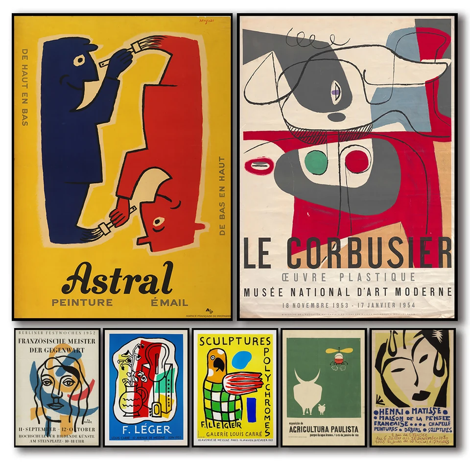 Vintage retro henri matisse le corbusier fernand leger výstava plagát maľba nástenné umenia plagáty výtlačky