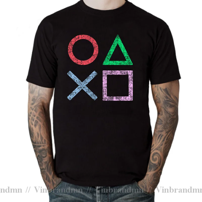 Vintage retro hra gombíka T tričko mužské logo Tričko Tričko Punky Streetwear Gaming Tee tričko PS1 PS2 PS3 PS4 PS5 Gamer Trhirt Tshirt
