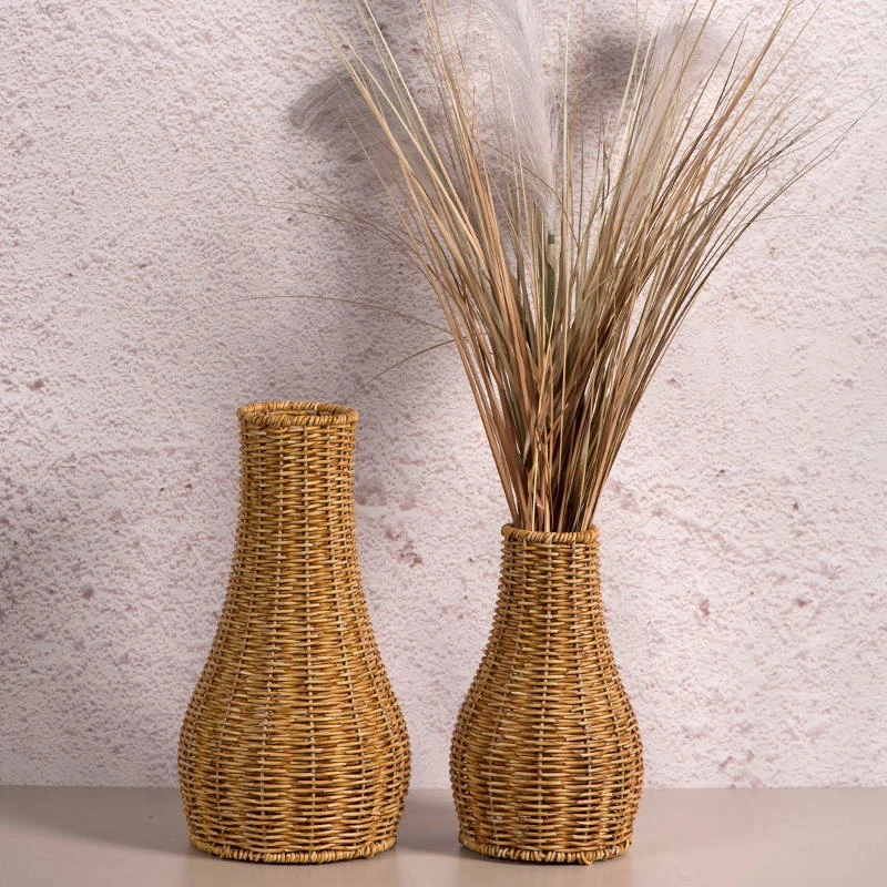 Vintage ručne vyrábaný tkanina Rattan Váza kvetinová rastlina kvetináč kytica aranžmán Svadobný dom v interiéri dekorácie stolovej dekorácie Ornament