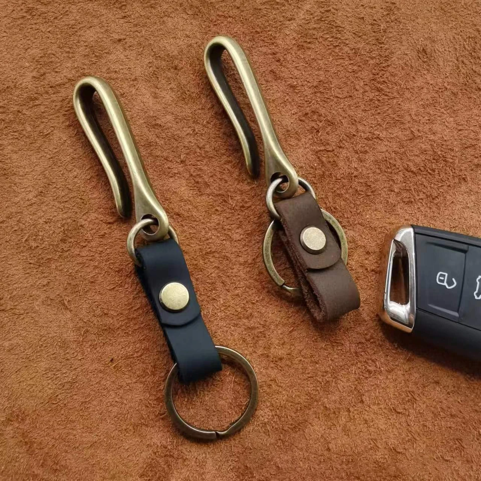 Vintage ručne vyrábaný zliatina kľúča kľúča kľúča u pás Buckle Hook Keyring Originálne kožené pánske autá Kľúčové reťaz prívesok Prívesky