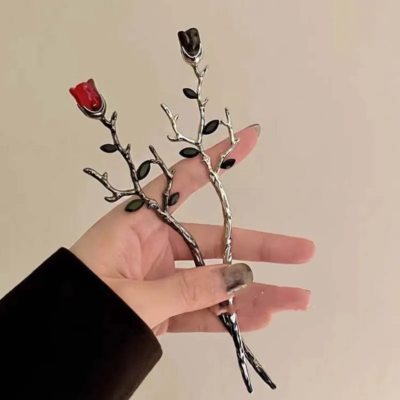 Vintage ružové kvetinové tyčinky pre ženy jednoduchý kovový meč hadí hadie DIY paličku Vlasky na účesy na konštrukčné náradie príslušenstvo
