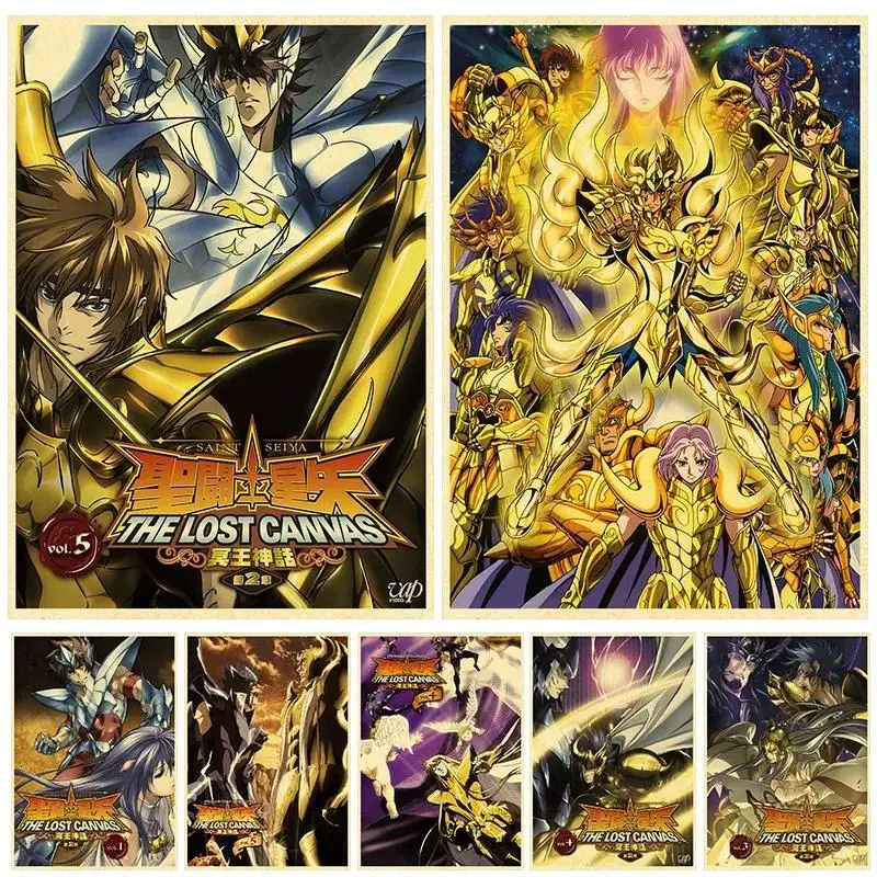 Vintage Saint Seiya anime plagát retro kraft papierová stena dekor pre domácu obývaciu izbu bez rámu Perfektné pre milovníkov anime a C