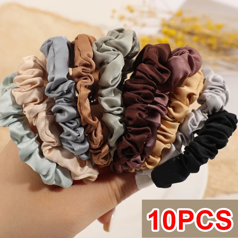 Vintage saténové scrunchies dievčatá elastické vlasové pásy