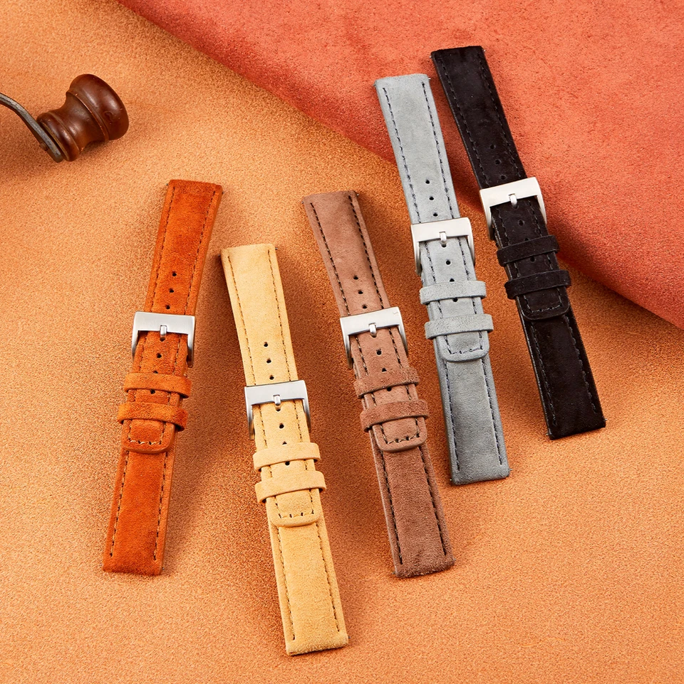 Vintage semišové hodinky remienok 18 mm 20 mm 22 mm hodinky Rýchle vydanie Soft Watch Band Belt Accessories for Smart Watch