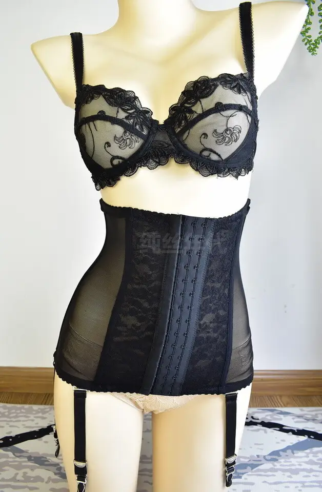 Vintage sieťové čipky Boned Bleed Bleed 6 SAPS Kovový podväzok pásový pás Cincher (S ~ XXXL) Outsedsize Queen Suspender