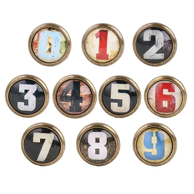 Vintage skrinka zásuvka Dresser Ruck Ruck Pull Scardrobe Gomb Letters & Numbers