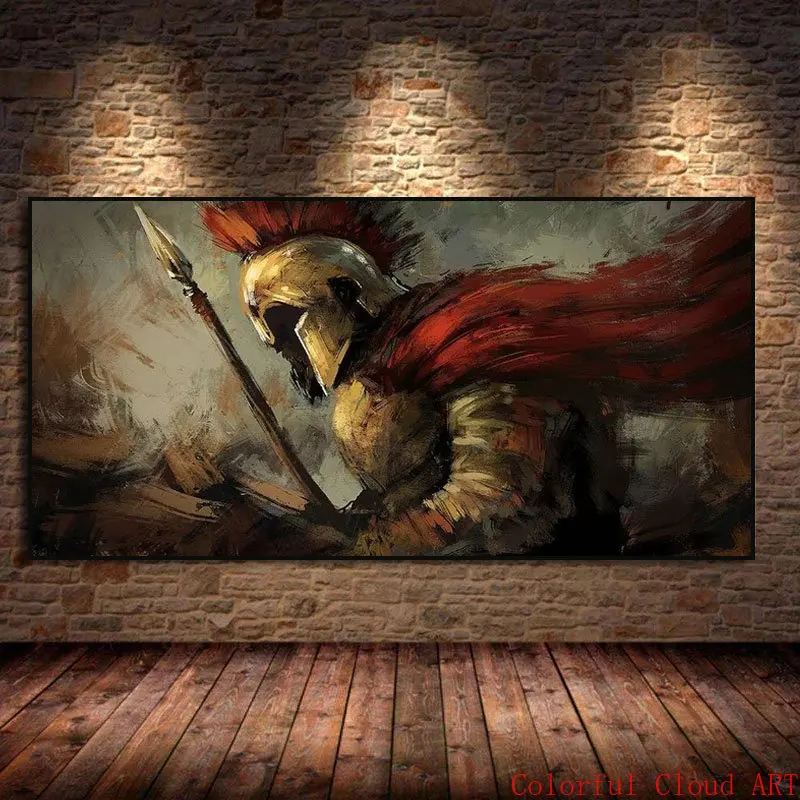 Vintage Spartan Hero Canvas Painting Spartan Warriors s oštepmi plagát maľba maľba nástenné umenie Obývacia izba Domáca výzdoba