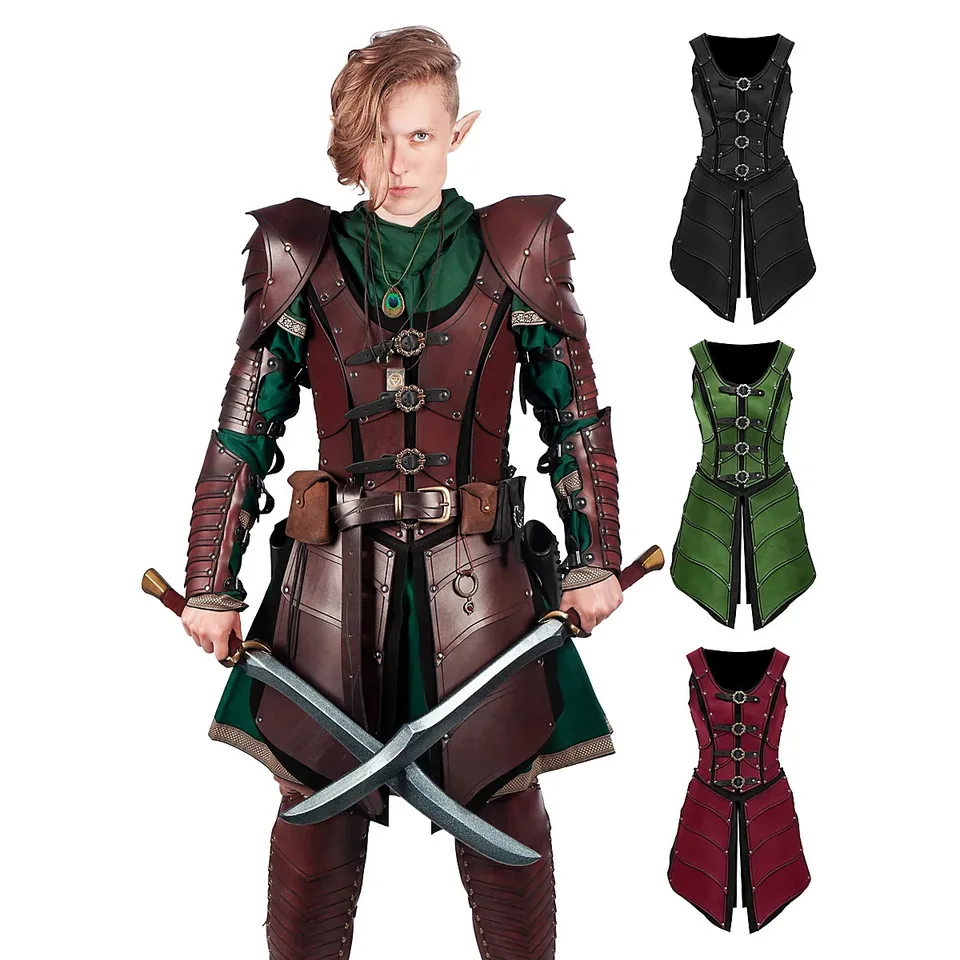 Vintage stredoveké renesančné vikingské kožené gotické vesty brnenie Elf Archer rytier bojovník retro cosplay kostým Halloween