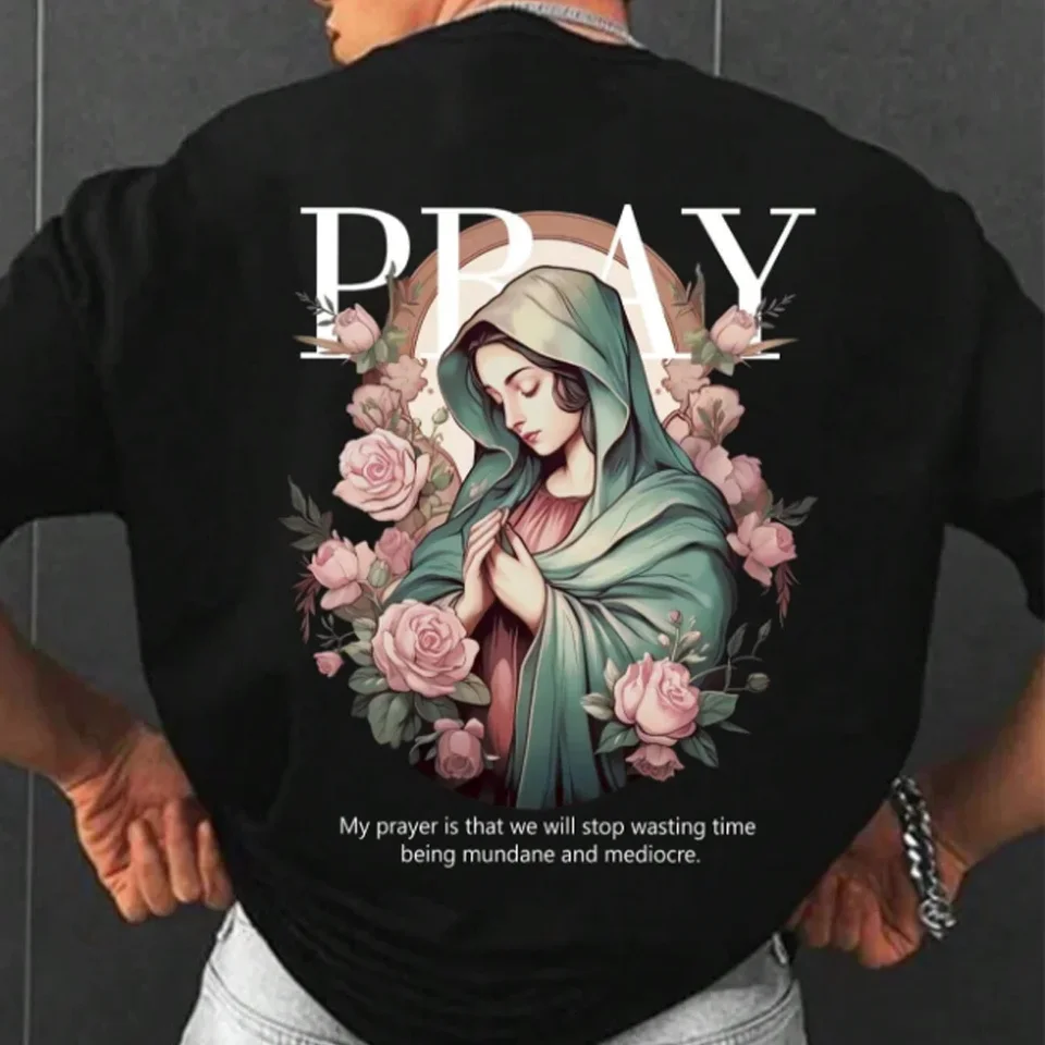 Vintage Street Tričká pre 3D tlače mužov Ježiš Ježiš Man s krátkym rukávom Tričko Tops Hip Hop Tees Nadmerné tričko Men oblečenie