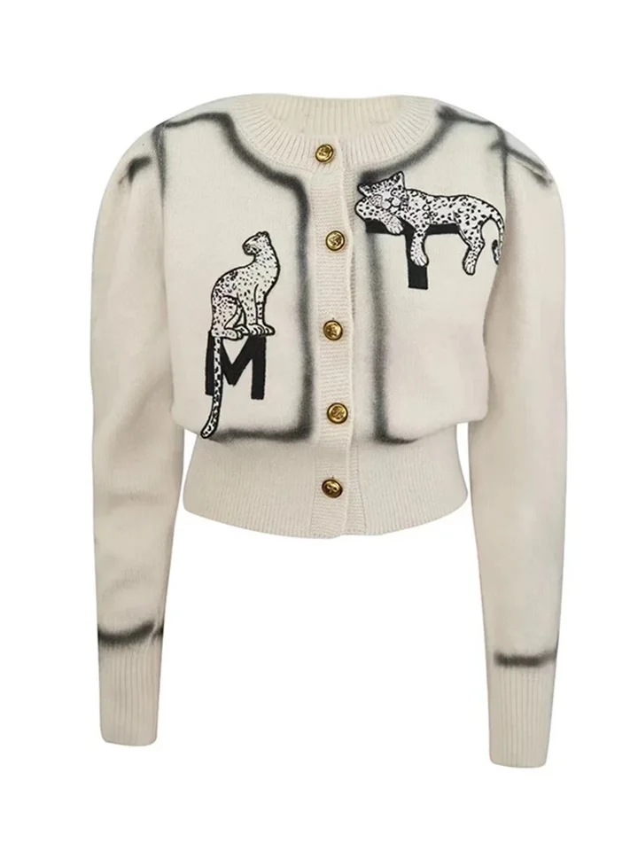 Vintage sveter sveter pre ženy karikatúra štýlová módna módna elegantná pletenie vrcholov s dlhým rukávom s jednostranným jumperom 2024