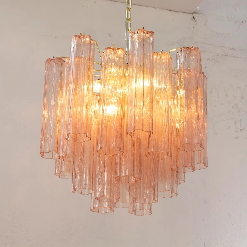 Vintage taliansky dizajn murano sklenený luster benátsky v benátskom štýle závesná lampa ružové kvetinové osvetlenie svietidla pre jedáleň D53 cm