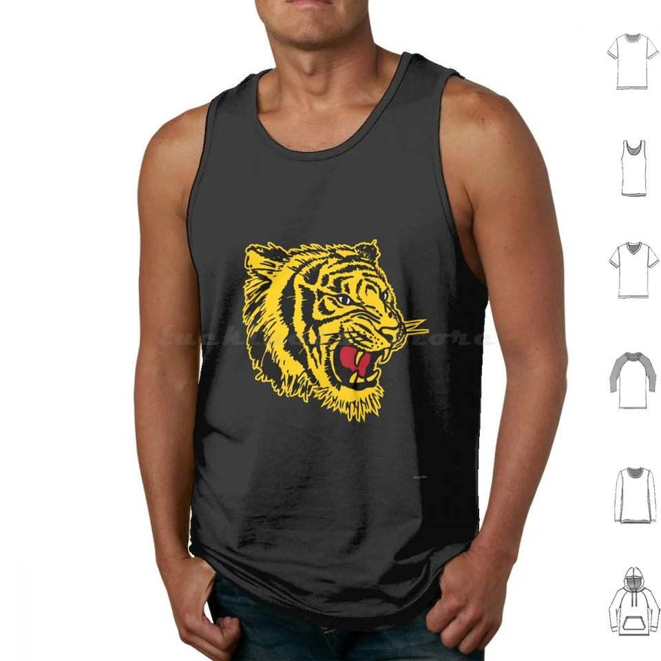 Vintage Tiger (Zlatá žltá) Tops Tops Tlač bavlny Richmond Tigers Vintage AFL VFL Austrálske pravidlá Tiger Tigerland
