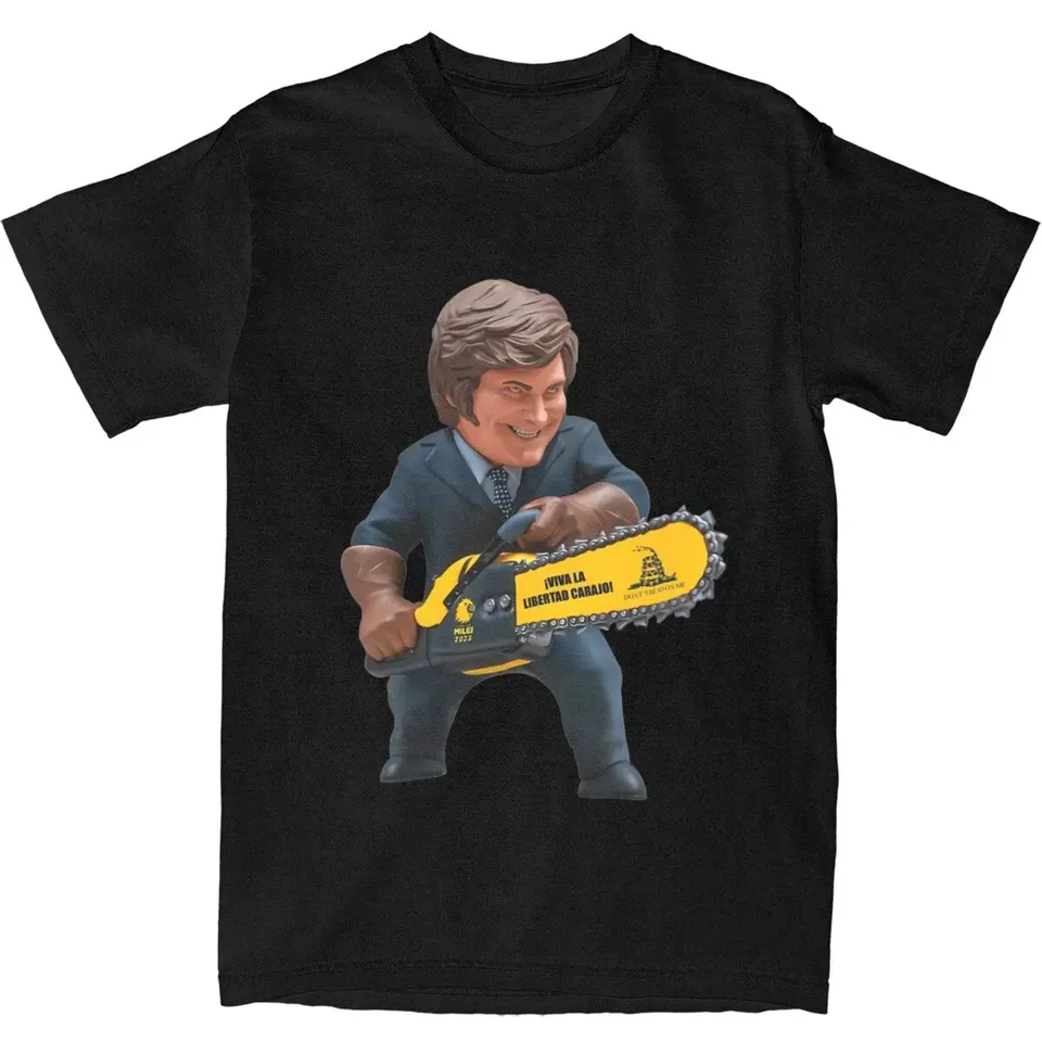 Vintage tričko Cartoon Milei Chainsaw Cotton Tričká Viva La libertad caraj módne tričko muži letné základné topánky