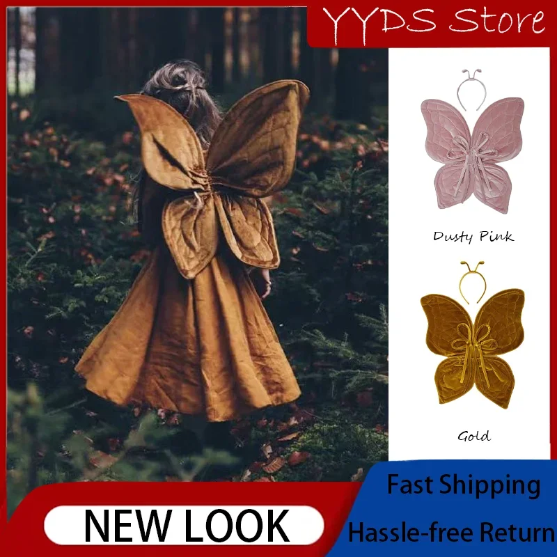 Vintage Velvet Butterfly Wings Forest Photography Ress pre deti narodeniny a vianočné oslavy