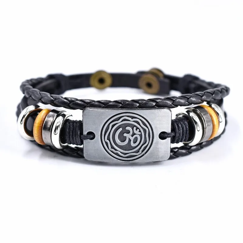 Vintage viacvrstvové kožené kožené korálkové korálkové rune náramok kúzla Pánske náramky Odin doplnky Talisman šperky darček