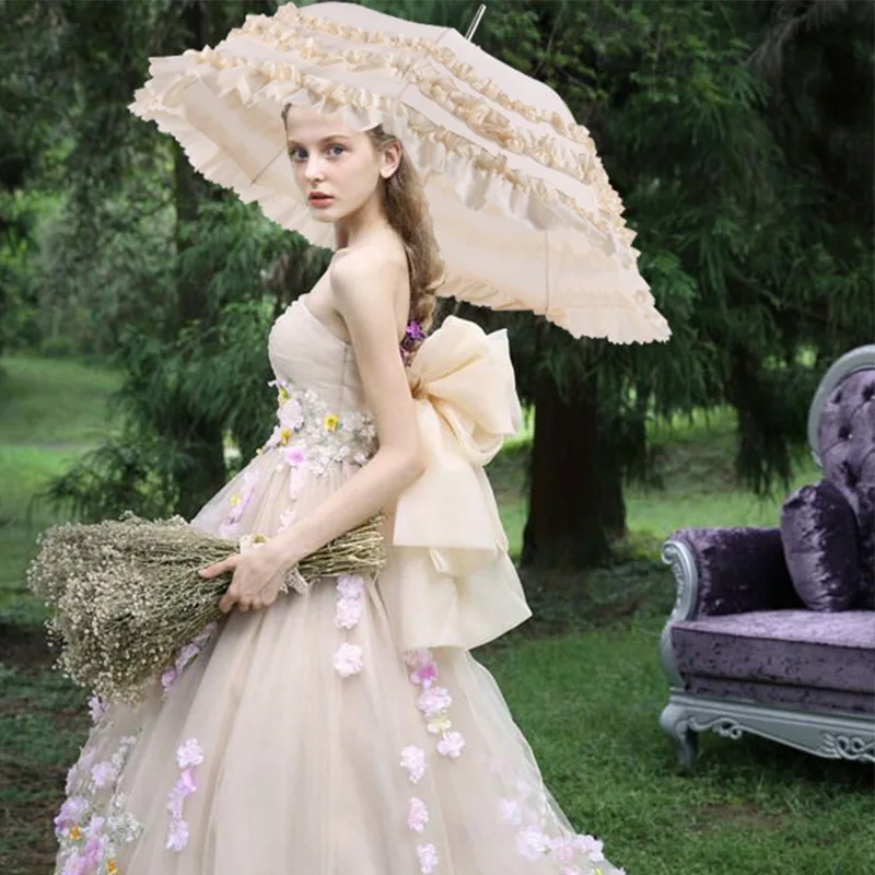 Vintage viktoriánska vonkajšia párty Pánska čierna farba gotická čipka dáždnik Čierne svadobné slnko dáždnik lolita čierny pagoda dáždnik