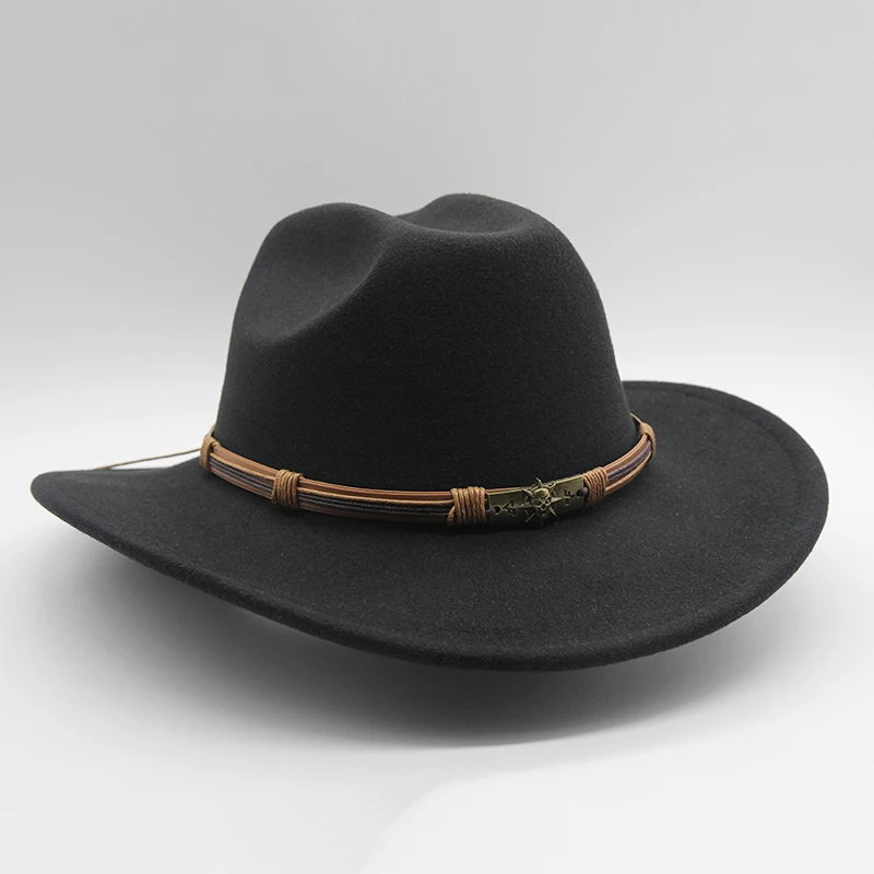 Vintage vlny vlna fedora klobúk klasická široká brim jazzová čiapka pre mužov Ženy Retro roll-up západný klobúk pre každodenné nosenie