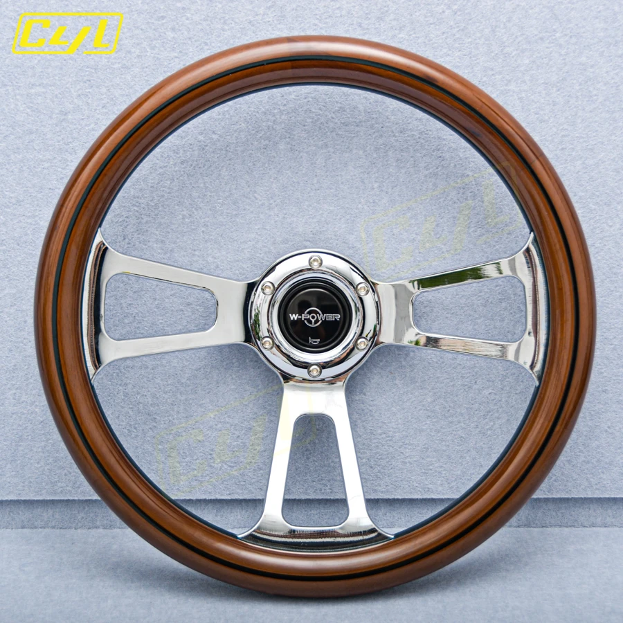 Vintage volant masívneho dreva Univerzálny retro automobil Classic Real Wood Športový volant 14 palcov