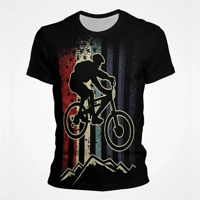 Vintage vonkajšie cyklistické grafické tričká pre mužov 3D tlačené pánske bicykle Trinky Tops Streetwear Bicycle Sport Jersey Tops Tops