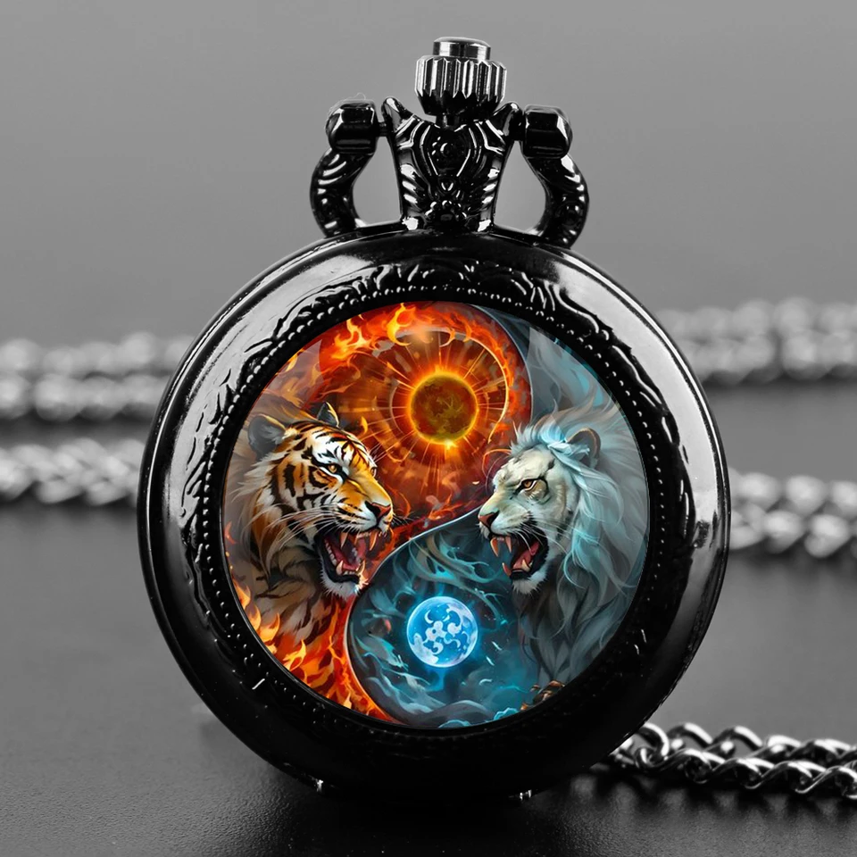 Vintage Yin a Yang Lion Cool Pocket Watch