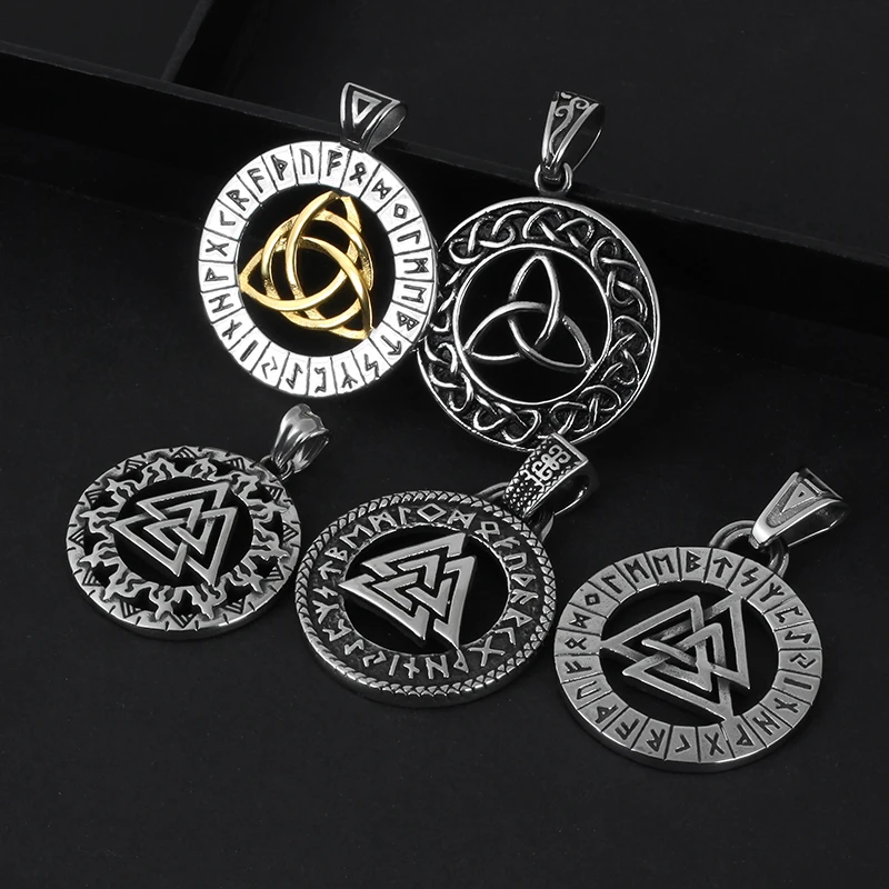 Vintage z nehrdzavejúcej ocele Viking Odin Celtics uzol prívesok Náhrdelník Men Punk Viking Jewelry Odin Trinity Pendant and Náhrdelník darček