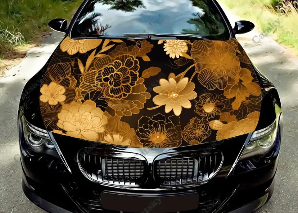 Vintage Zlatý kvetinový vzor automobilu vinylové nálepky Vinyl Vinyl filmový kryt nálepky na nálepku na auto automatické príslušenstvo