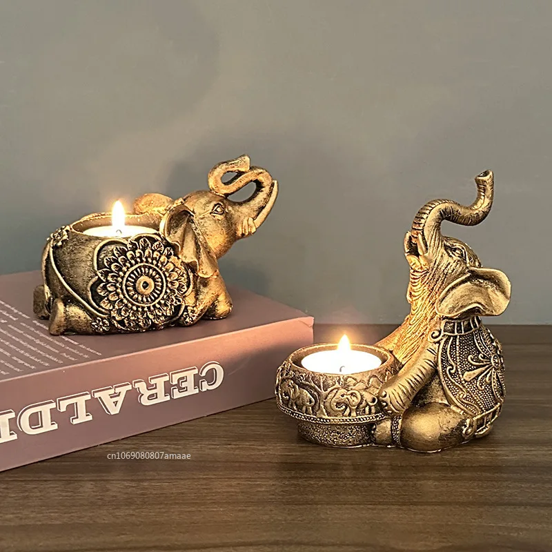 Vintage zvieracie svietniky šťastné malé slonové sviečky Držiteľ živice čajové ľahké sviečky Svadobné domáce dekorácie