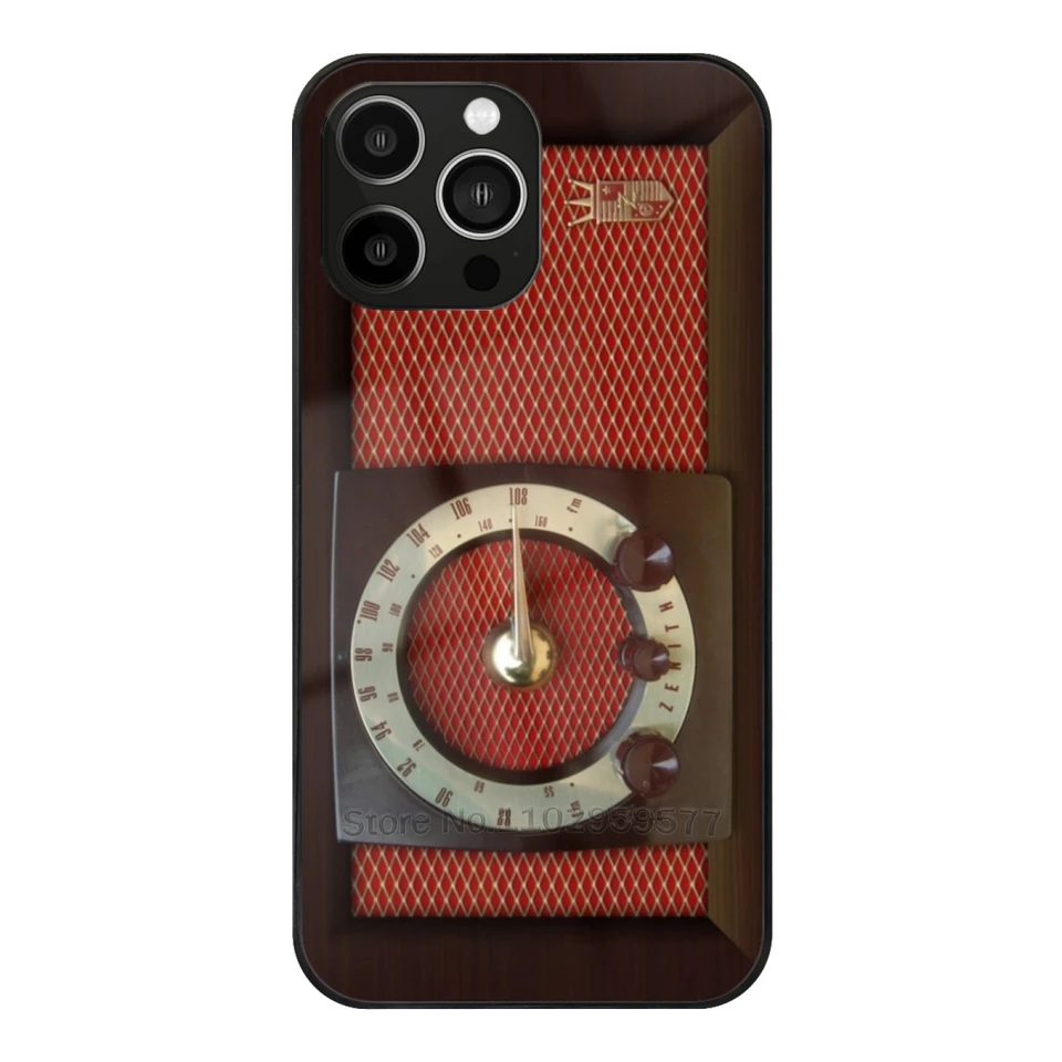 Vintage zvuky I Tempered Glass Shell pre iPhone 13 14 12 11 15 Pro Max Mini 8 7 x xr xs plus telefónne puzdro Radio starý retro vektor