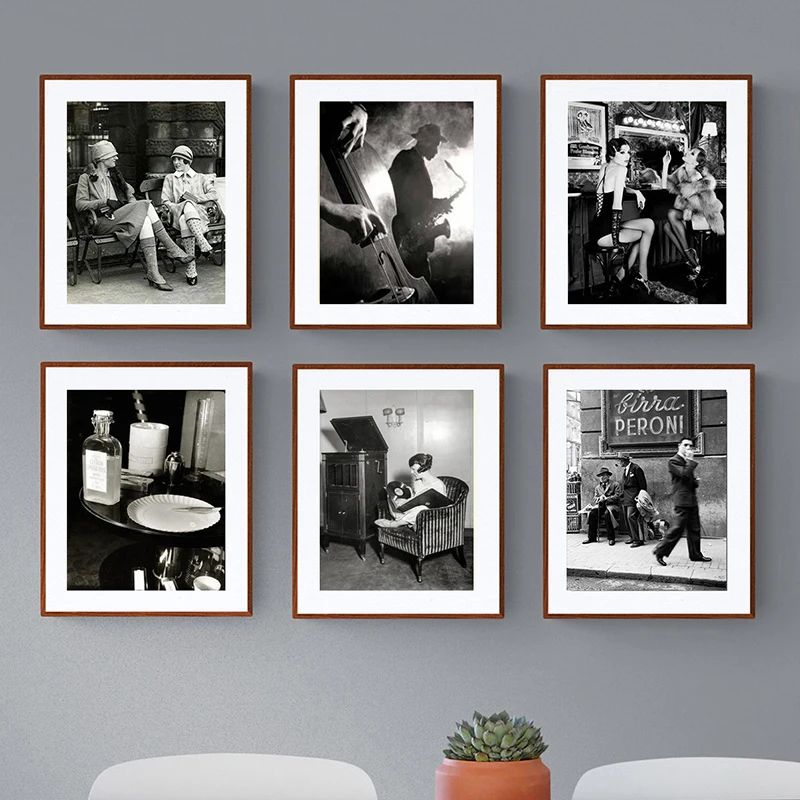 Vintage čierne a biele fotografické plagáty Európske postavy Nostalgia zbierka nástenné umenie plátno Print Room Domáca maľba