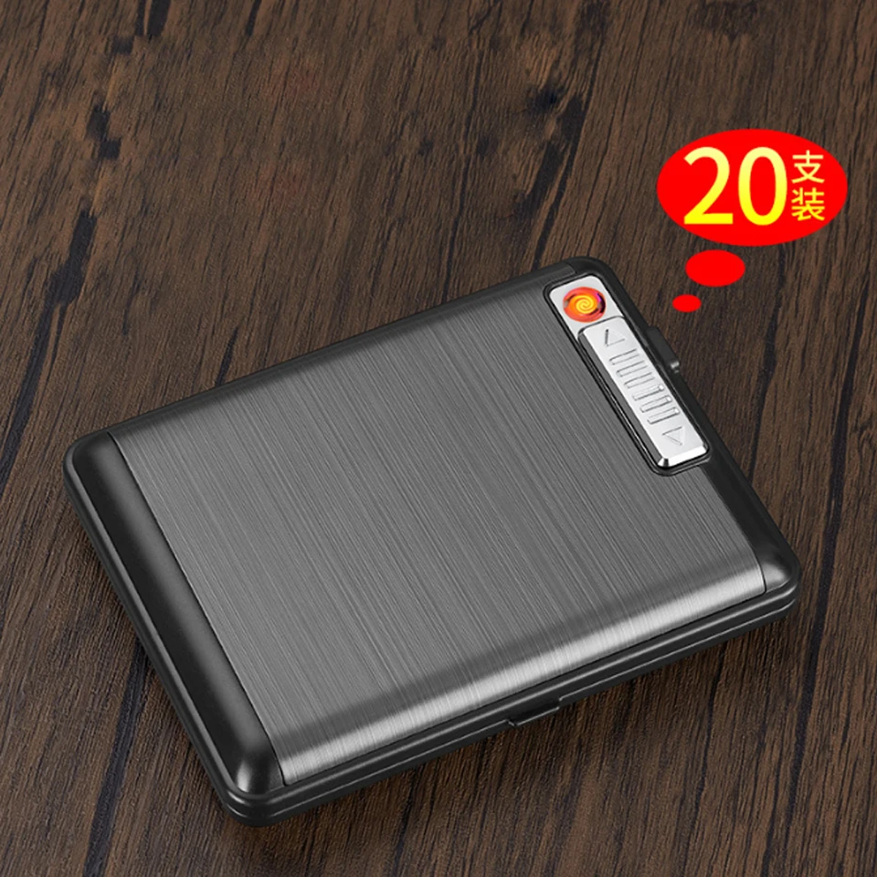Vintage štandardné puzdro na cigarety, dvojité použitie nabíjateľných USB Upvet, bezprotnikovú cigaretovú škatuľu bez plameňa, gadget fajčiara, gadget fajčiara