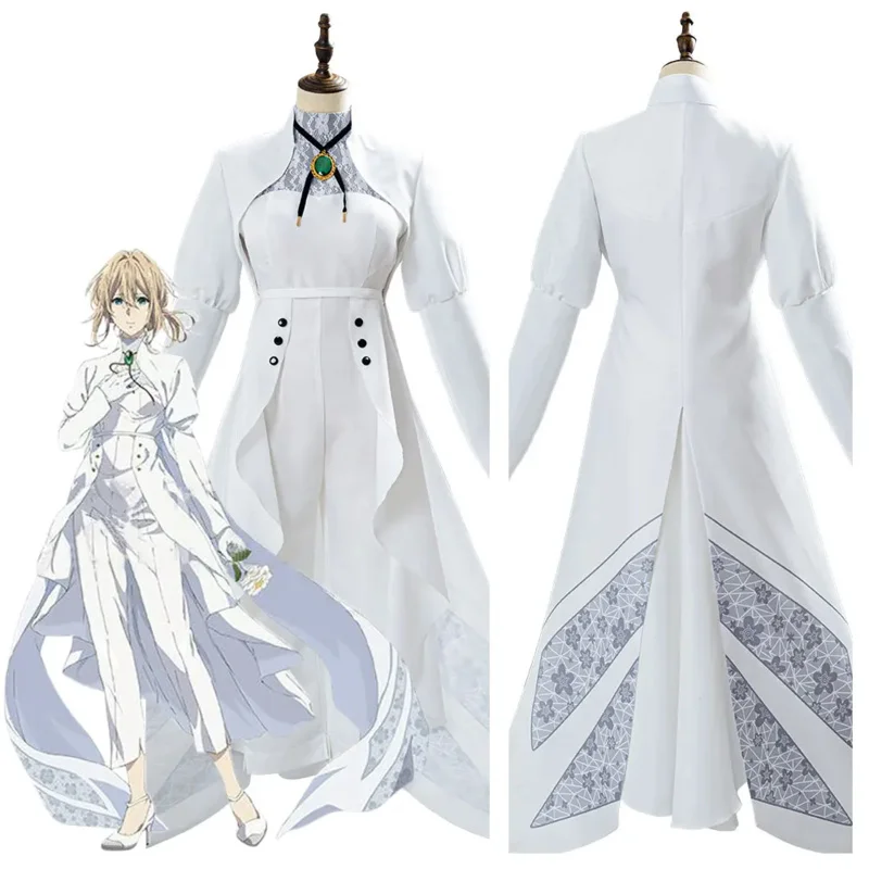 Violet Evergarden: Eternity a Auto Memories Doll Costume outfit Halloween Carnival White Dress Ženy dievčatá Cosplay