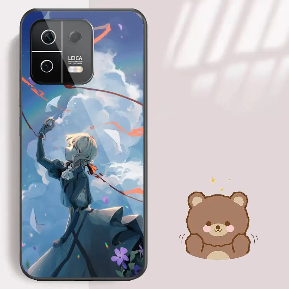 Violet Evergarden telefónny puzdro pre Xiaomi 14 Ultra 14 13T 13Pro 13 12T 12 11T 11i 11 Čierne sklo puzdro