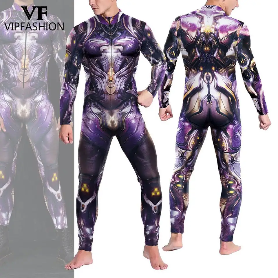 Vipfashor Other Worldly Zentai Suit punk robot mužský kostým festival catsuit muži kombinézy cosplay cosplay modyit sviatočné večierky oblečenie