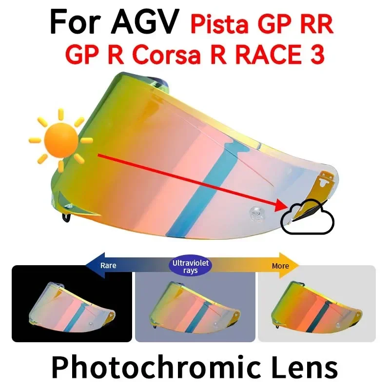 Visor pre AGV Pista GP R GP RR Corsa R Race 3 Photochromatický červený štít Visorový objektív kapacete Racing Viceras para Casco Pista