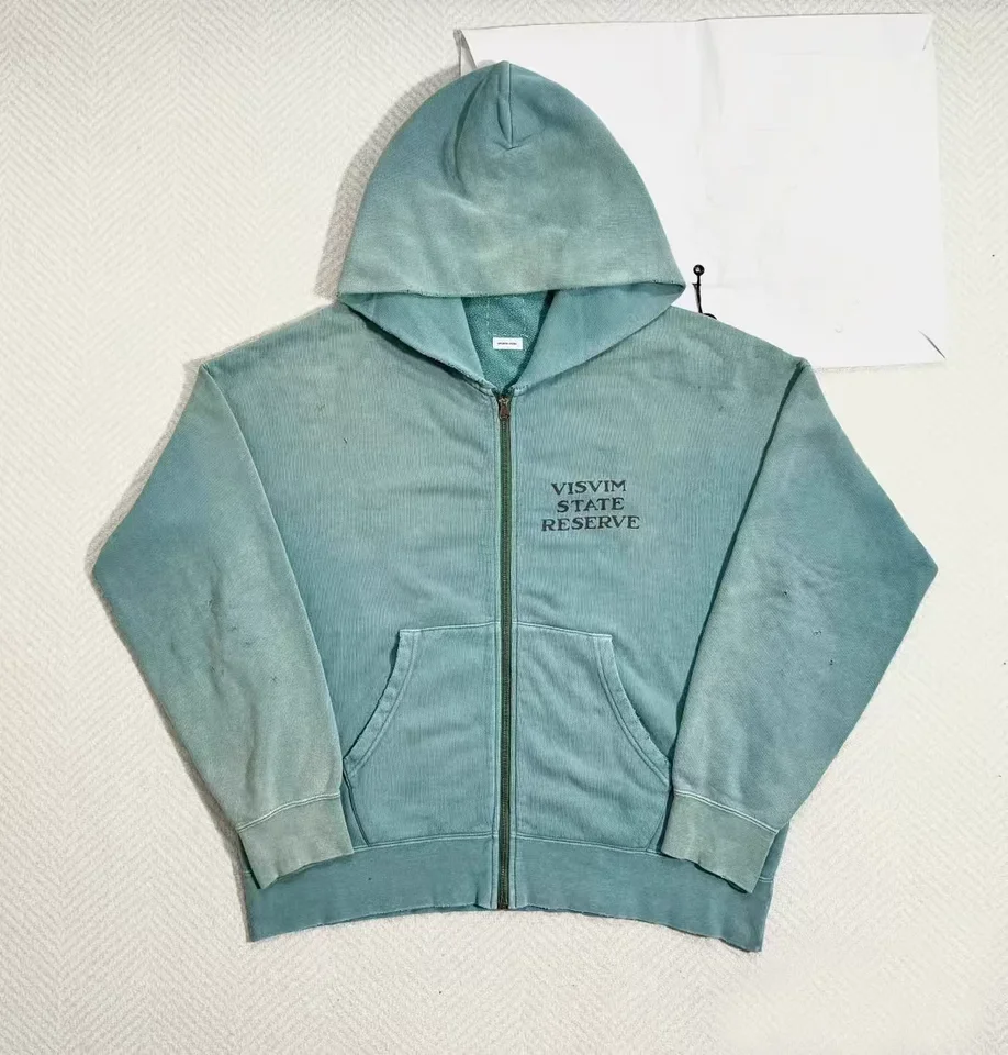 Visvim WMV Fil 24aw Jumbo Hoodie Cotton Washed Ustrojesed zips s kapucňou s kapucňou s kapucňou