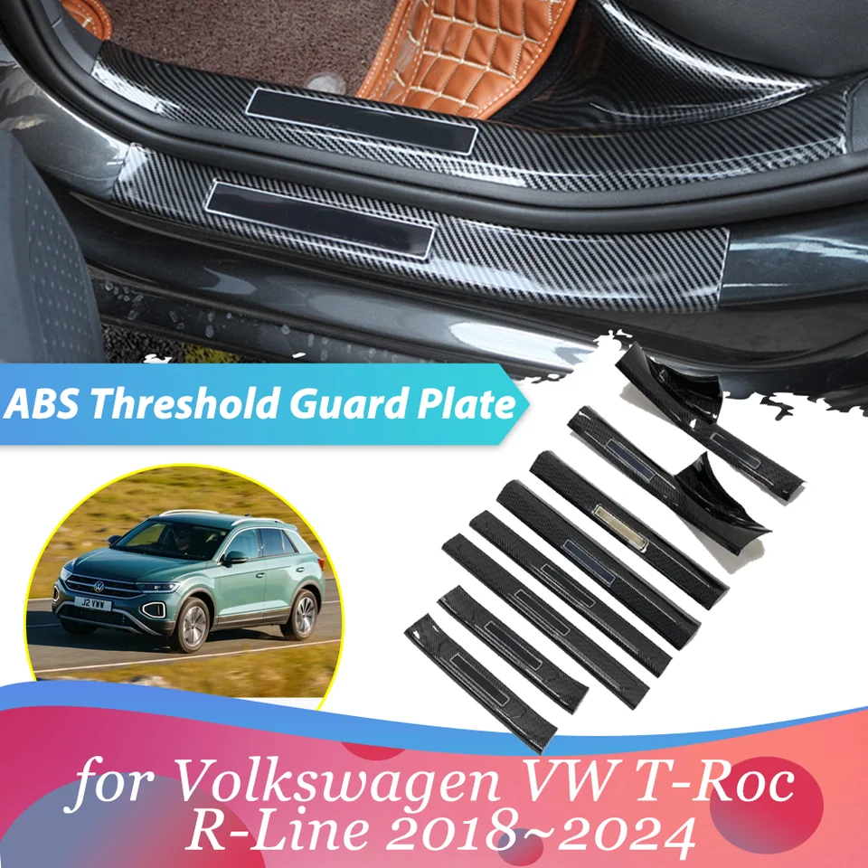Vitajte v aute ABS vítaný pedál pre Volkswagen VW T-ROC R-Line 2018 ~ 2024 DOORNÉ SILL SILL PHROUSHOLD GUARD PLAČKA ČASŤ PRÍSLUŠENSTVO