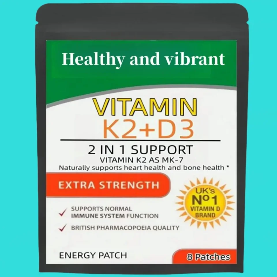 Vitamín K2 (s náplasťami D3 8 týždňov, obsahuje vitamín D&K komplex Premium non GMO, biotín a kyselina listová