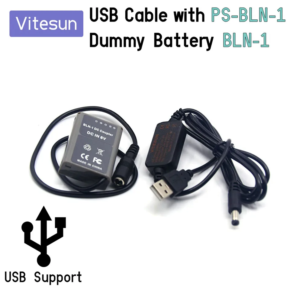 Vitesun Power Bank 5V USB káblový adaptér+PS-Bln1 figurína batérie Bln-1 pre kameru Olympus OM-D E-M5 II 2 E-M1 PEN E-P5