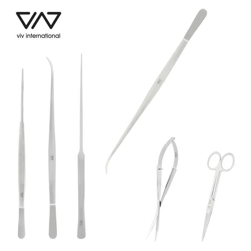 Viv Aquarium Tineszery Nožnice Čistiace náradie príslušenstvo ADA v štýle z nehrdzavejúcej ocele Vodná rastlinná nádrž Fish Tank Supplies Supplies